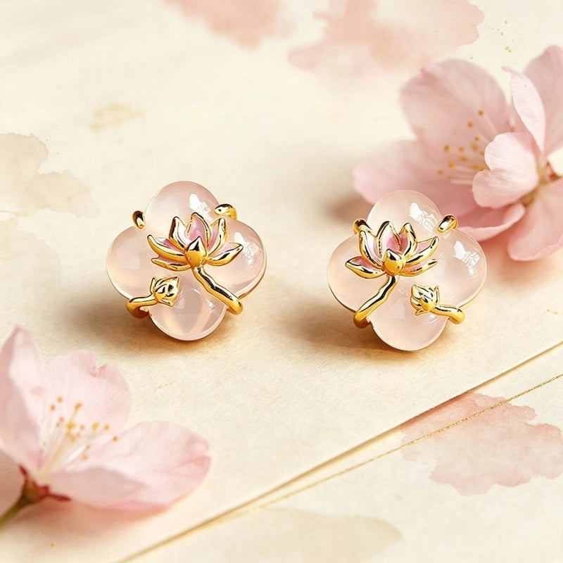 Boucles d'oreilles en cristal naturel Lotus Era
