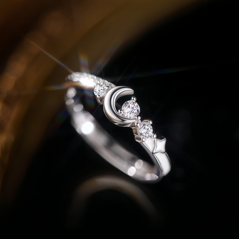 Bague ouverte Étoile et Lune – Portez votre fortune sous le ciel