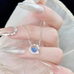 Blue Tears Moon & Star S999 Necklace - Long Lasting Fortune