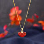 Natural Hetian Jade Ruyi Ingot Necklace - Peace & Fortune