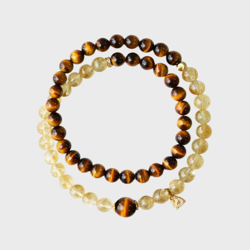 Natural Citrine & Tiger Eye Bracelet - Attracts Wealth & Transforms Luck