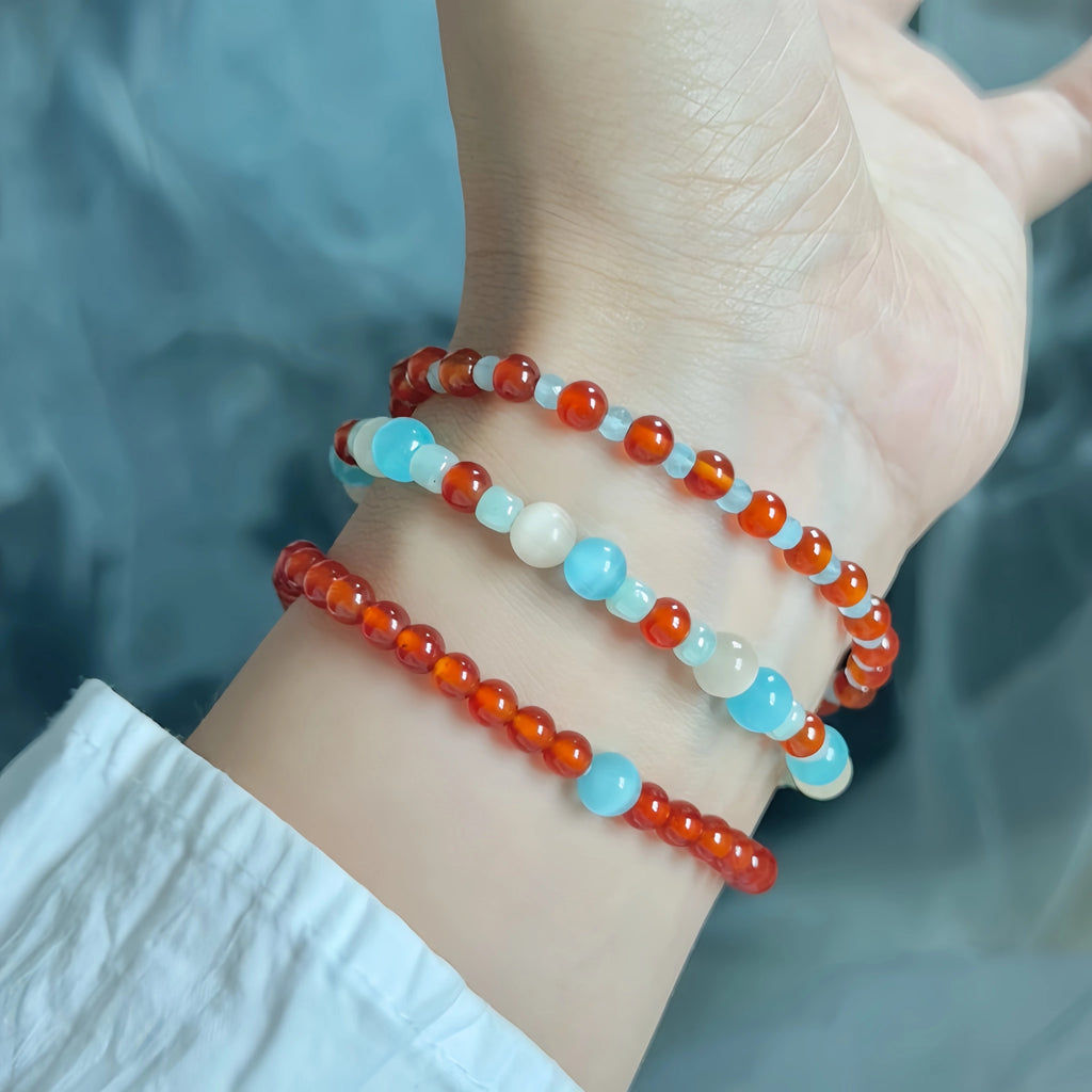 Red Agate Cat's‑Eye Stackable Bracelet - Ignite Warm Inner Vibes