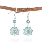 Boucles d'oreilles Jade Lotus Bleu Éclairant