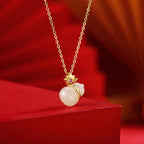 Nephrite Lotus & Gourd Necklace - Symbol of Purity and Blessings