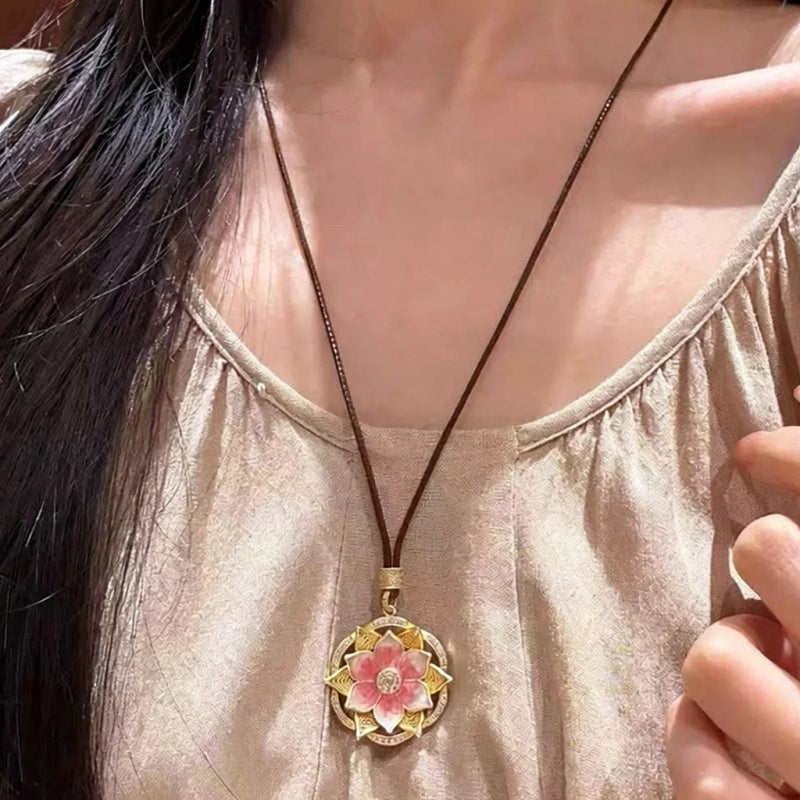 Pink Lotus Necklace - Healing Energy, Purity and Luck