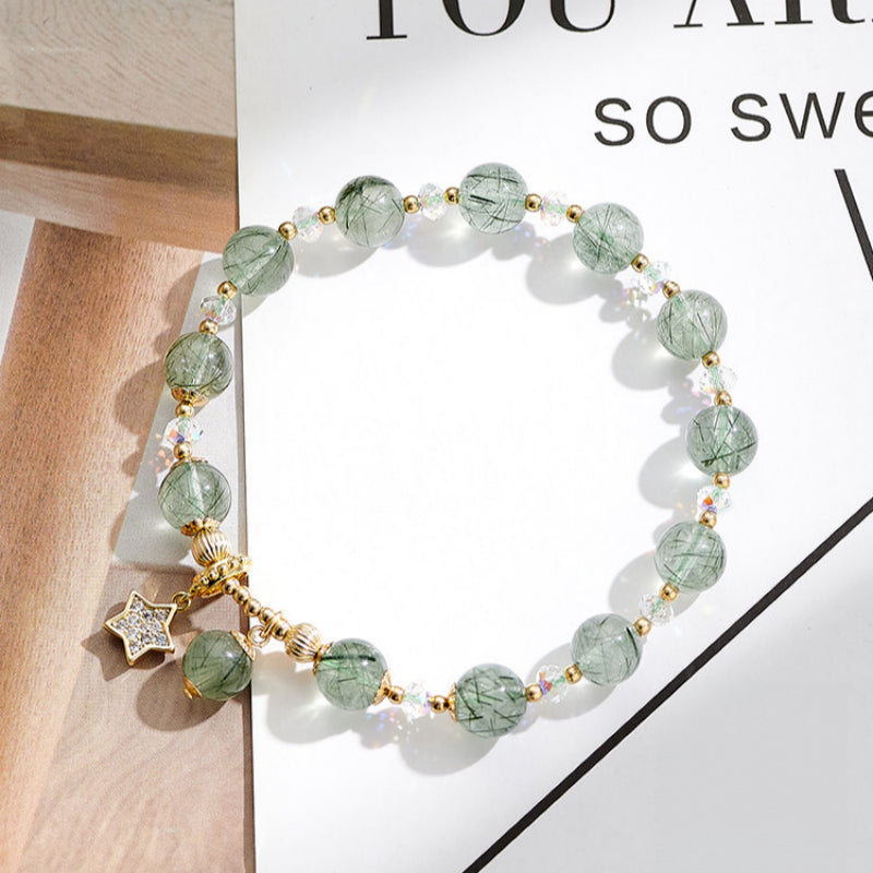 Green Quartz Rutilated Star Bracelet - Gain Endless Hope