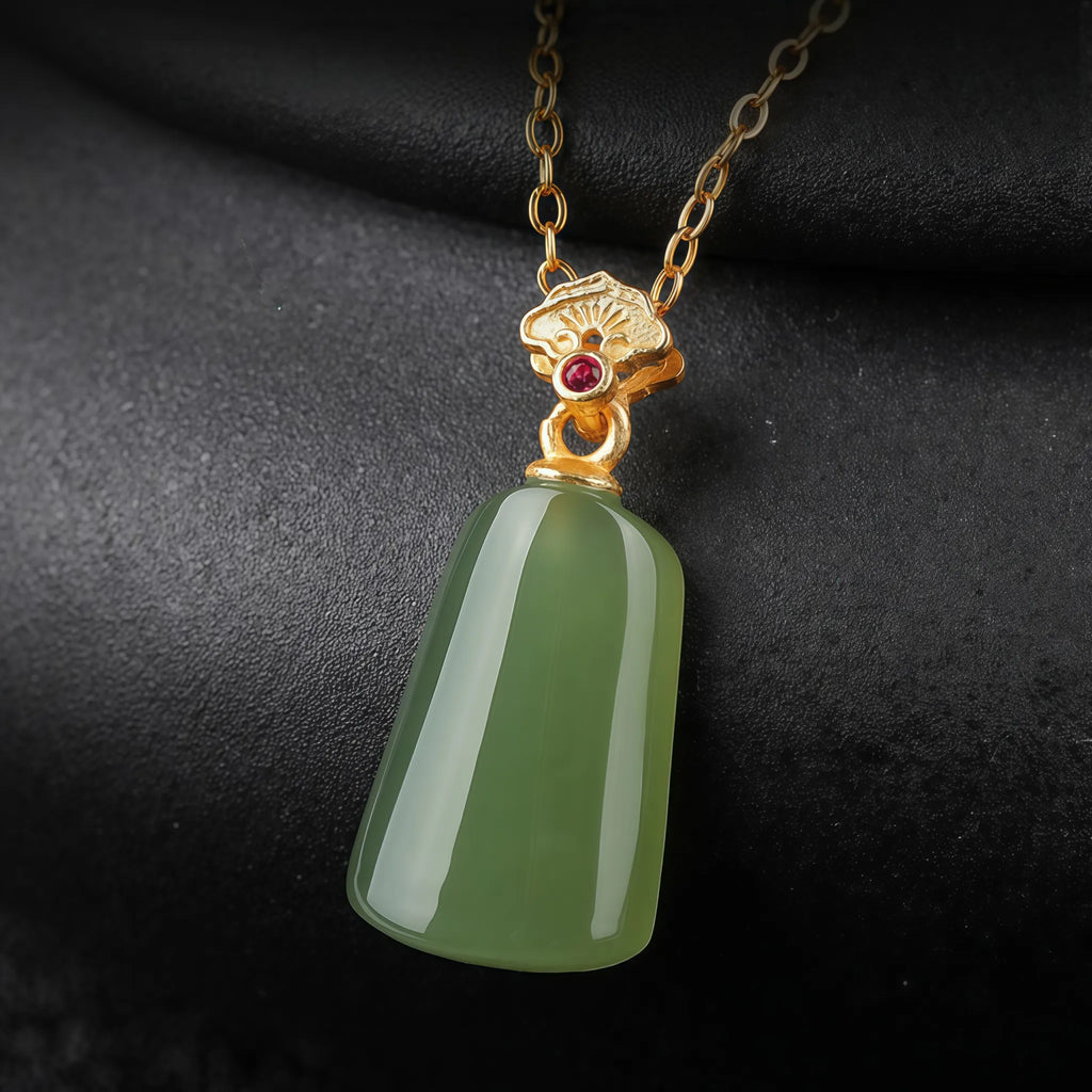 Natural Trapezoid Hetian Jade Wu Shi Pai Necklace - Peace & Purity