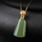 Natural Trapezoid Hetian Jade Wu Shi Pai Necklace - Peace & Purity