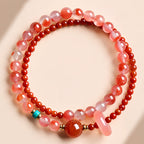 Natural Nanhong Agate Double/Triple-layer Bracelet - Fortune & Good Luck