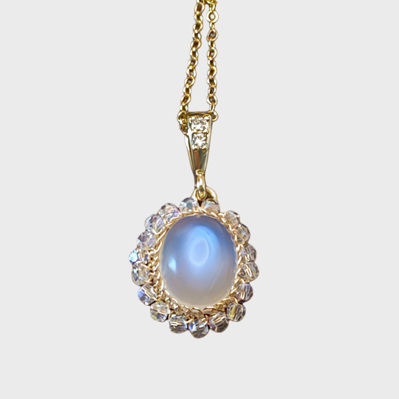 Sweet Falling Dream Galaxy Moonstone Necklace – Gentle Intuition, Feminine Protection