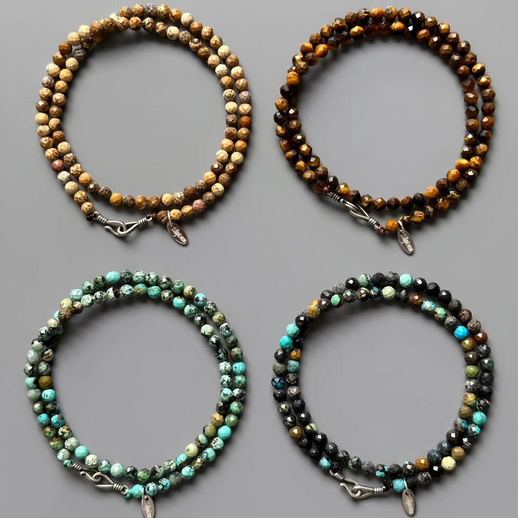Natural Stone Faceted Bead Stackable Bracelet - Gentle Energy & Daily Healing