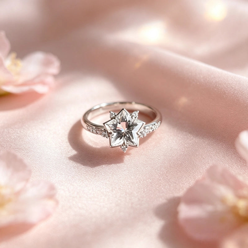 Natural Clear Crystal Star Ring - Delivers Sweet Romantic Love