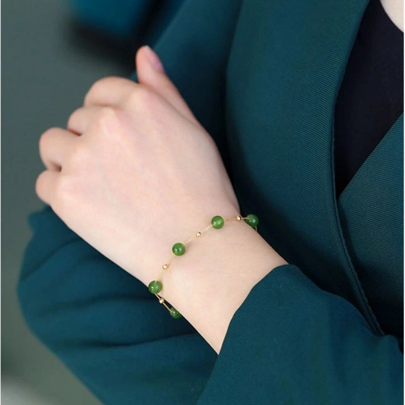 Bracelet en jade Hetian naturel Lotus Éclat Pur
