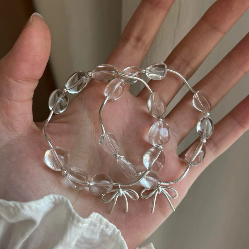 Bracelet Nœud Quartz Clair Design Raffiné et Polyvalent – Purifie l'Aura, Stimule la Sagesse