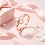 Bague Cœur Trèfle à quatre feuilles en Or Rose — Chanceux de t'avoir rencontrée, mon Seul et Unique Amour