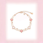 Bracelet Double Couche Trèfle à Quatre Feuilles — Cadeau Luxe & Délicat pour Meilleure Amie – Anniversaire & Remise de Diplôme