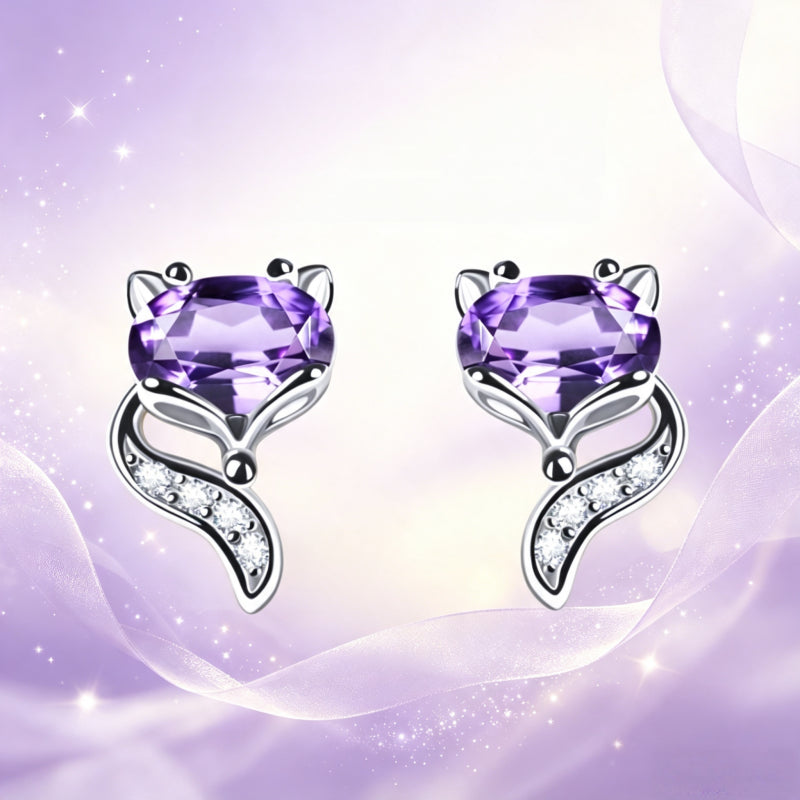 Mystic Fox Natural Amethyst Studs - Treat Yourself to A Touch of Grace and Charm