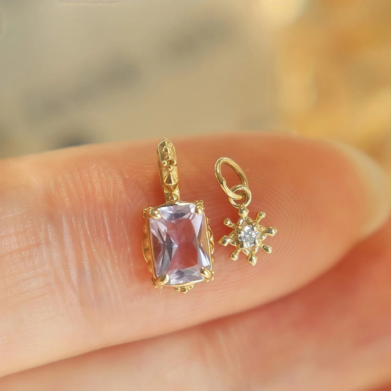 Amethyst Rectangle Pendant Necklace - Calm Mind & Peaceful Sleep