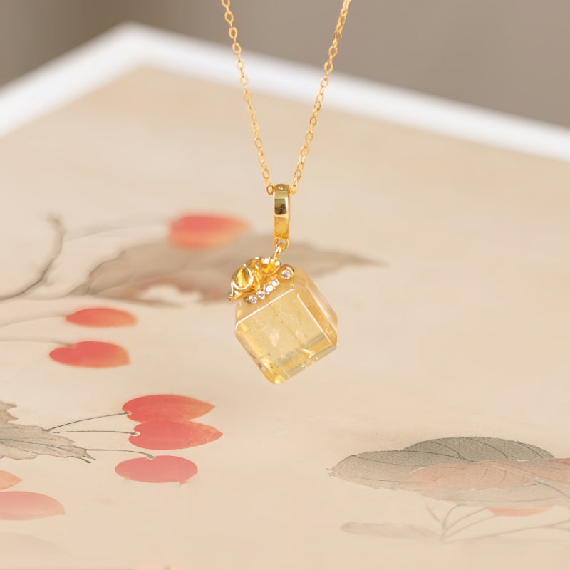 Golden Fortune Bag Citrine Necklace