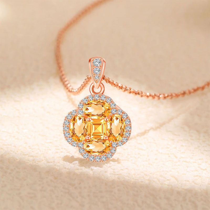 Clover of Success Natural Crystal  Necklace — Gift for Her • Holiday Gifting