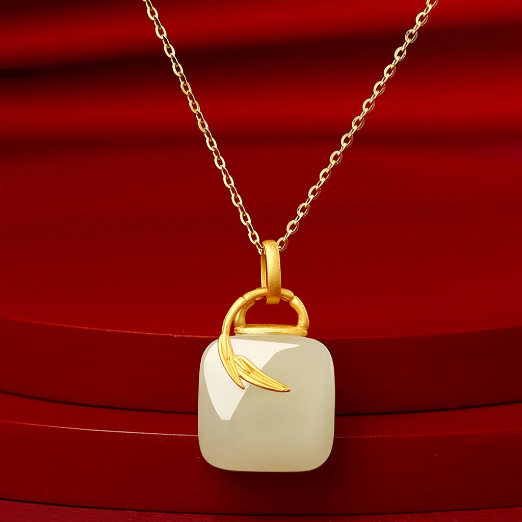 Hetian Jade Sugar Cube Necklace - Sugar Cube Charm for Sweet Blessings