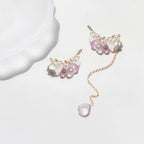 Boucles d'oreilles asymétriques en quartz rose, Princesse Conte de fées – Romance & Confiance