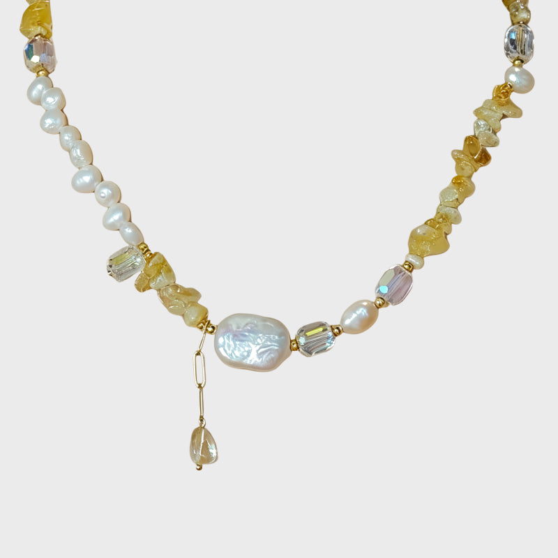 Natural Citrine Baroque Pearl Choker - Wealth-Attracting & Luck-Changing