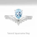 Teardrop Crown Aquamarine Ring - Eloquence & Popularity Booster