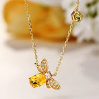 Collier Abeille Délicate en Citrine – Attraction de la Richesse & Douce Carrière