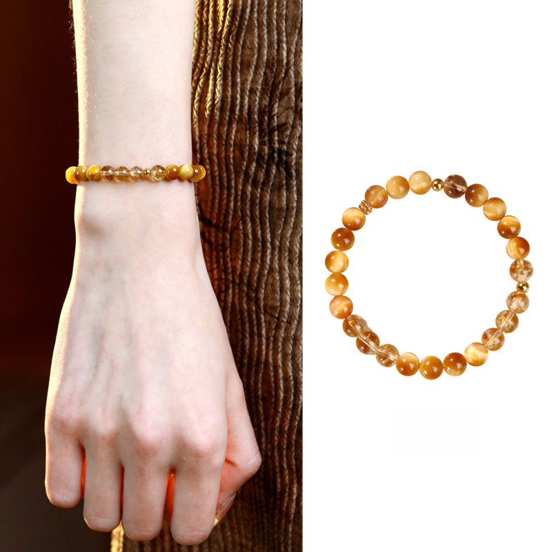 Golden Tiger Eye & Citrine Bracelet — 7A Grade Fortune Crystal Bracelet for Women