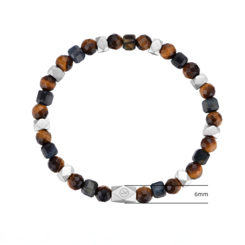 Bracelet Œil de tigre naturel — Style vintage neutre, polyvalent pour tous les looks