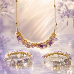 Natural Amethyst & Pearl Necklace/Earrings Jewelry Set - Gentle Emotional Healing