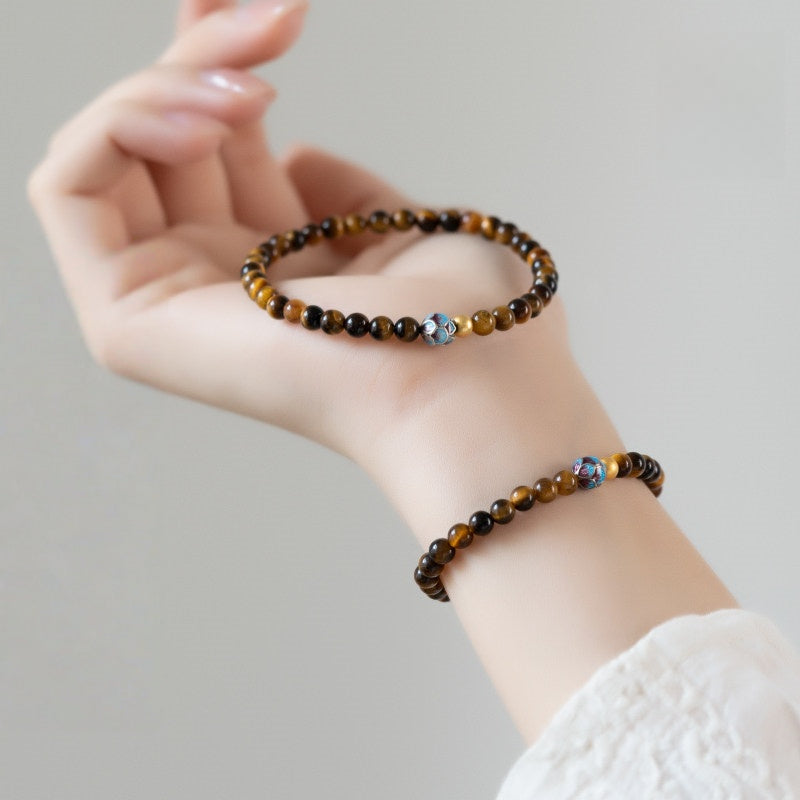 Lotus Natural Tiger Eye Wealth Bracelet — Peace & Happiness, Continuous Good Luck