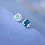 Asymmetric Day and Night Oil Painting S999 Earrings - Passion and Calm