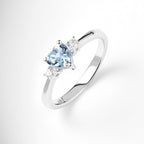 Bague Cœur Aigue-marine Naturelle - Attire la Richesse & Porte-bonheur du Gentilhomme