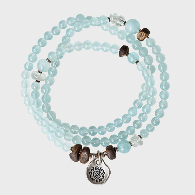 Natural Aquamarine Agarwood Bracelet – Calm Mind, Speak Truth, Attract Good Fortune