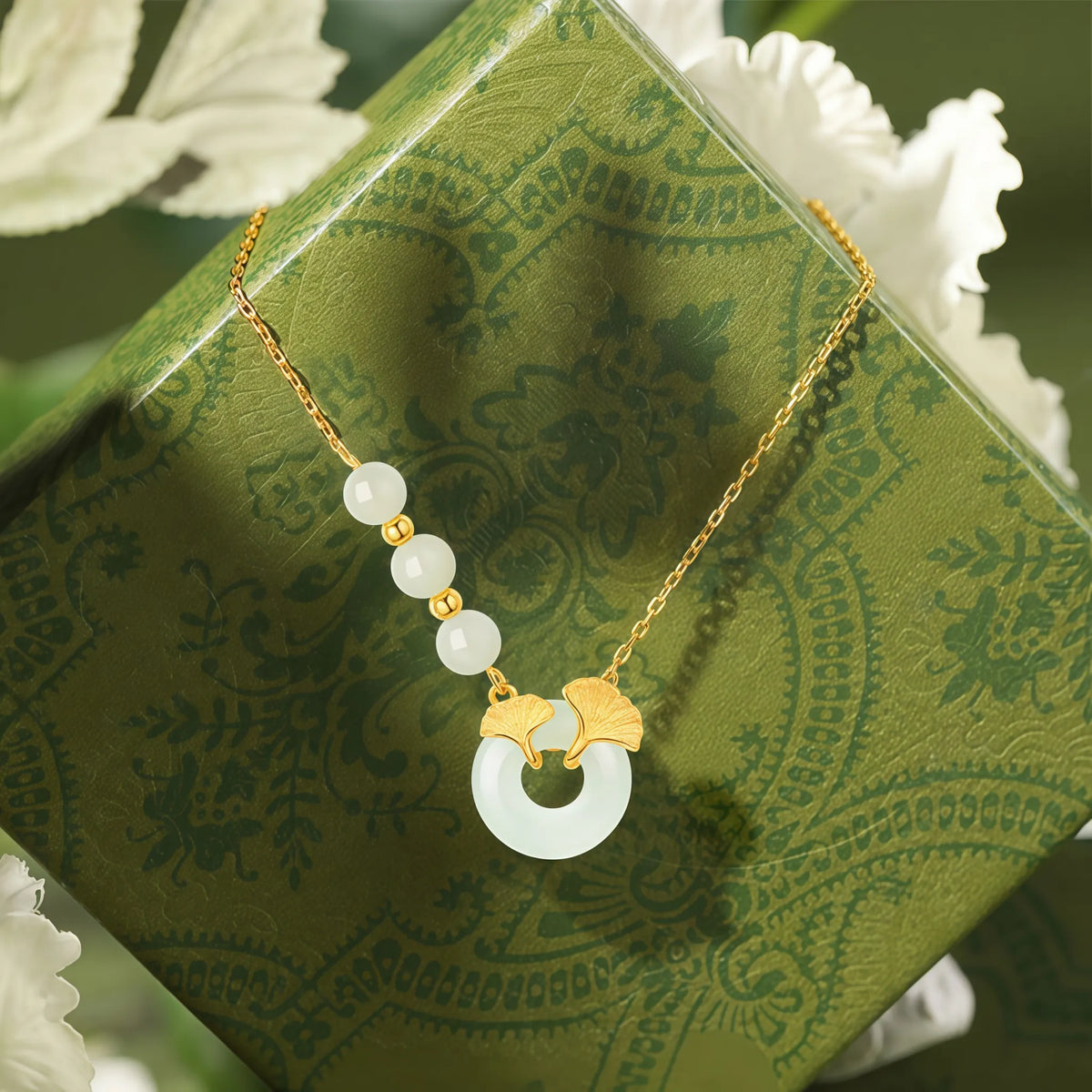 Romantic Ginkgo Leaf Ping An Kou Necklace - Togetherness & Eternity