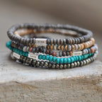 Natural Stone Abacus Bead Stackable Bracelet - Stone Abacus Beads