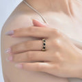 Natural Tiger Eye Stone Ring With Geometric Opening Ring - The Stone of Courage for Career Success
