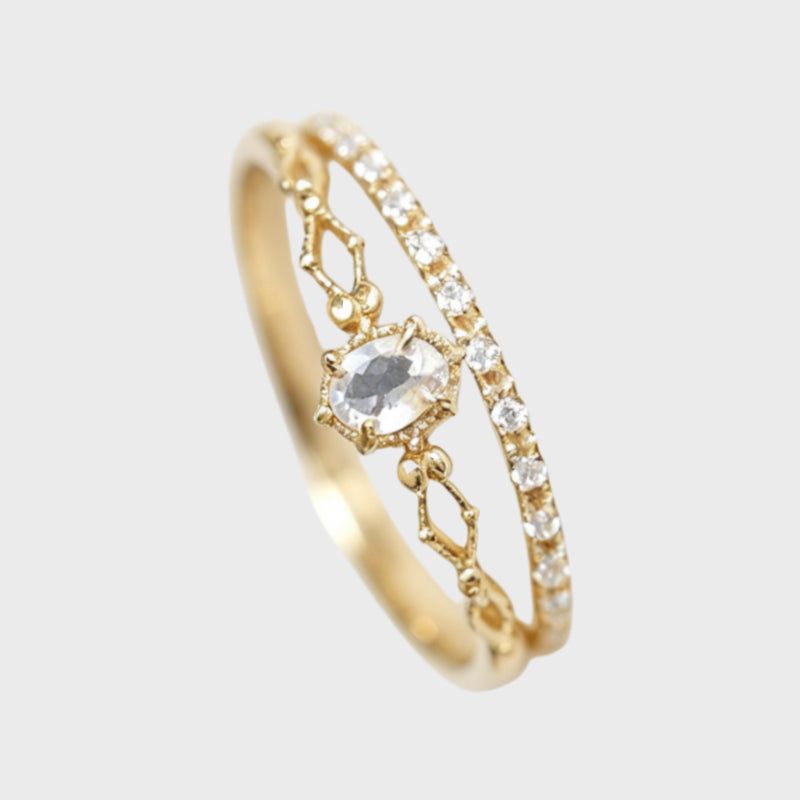 Goddess of Radiance Moonstone Stackable Rings – Gentle Intuition, Feminine Protection