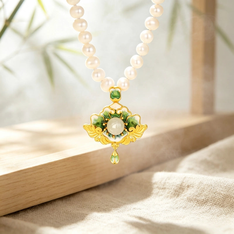 Collier Lotus Perles d'Eau Douce – Cadeau Attentionné pour Maman et Aînée