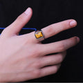 Natural Tiger Eye Stone Ring, Retro Men's Gemstone Ring