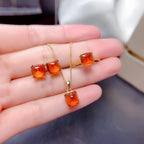 Natural Garnet Necklace Earrings Ring Jewelry Set - Awaken Inner Vitality