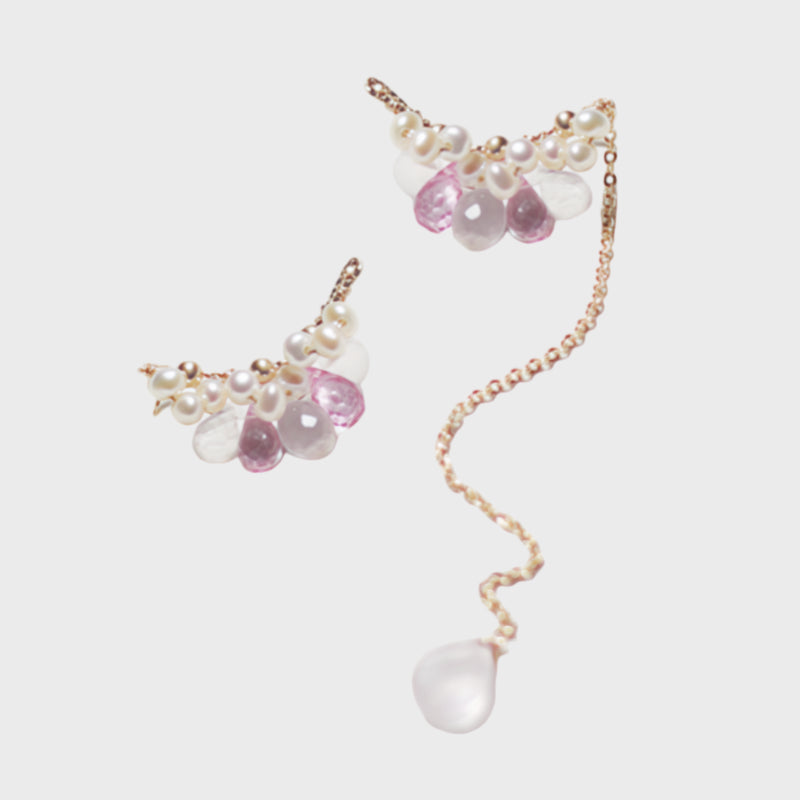 Rose Quartz Fairy-Tale Princess Asymmetrical Earrings – Romance & Confidence