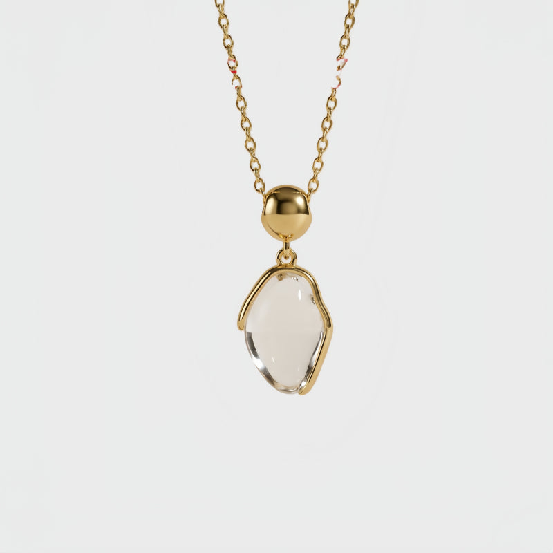 Natural Clear Quartz Gold Setting Necklace & Earrings · Balance Your Energy