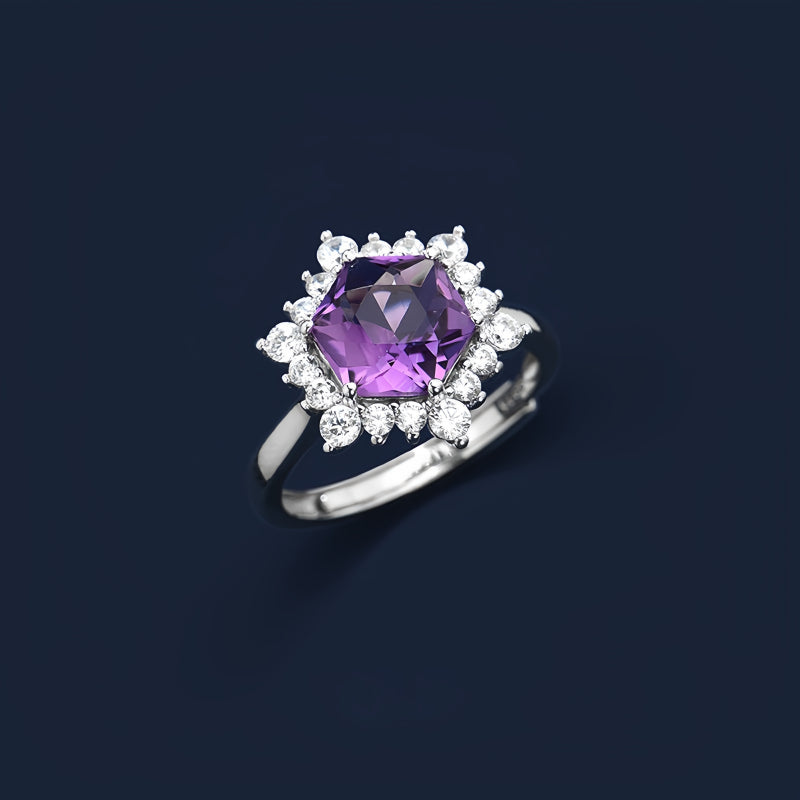 Sunburst Halo Amethyst Ring - Wear Peace, Carry Luck