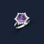 Sunburst Halo Amethyst Ring - Wear Peace, Carry Luck