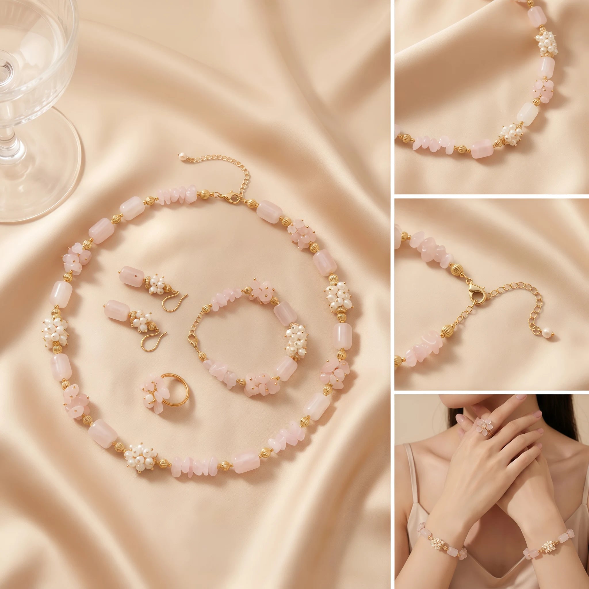 Collier en cristal de quartz clair Pendentif facetté irrégulier