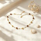 Natural Tiger Eye Stone Necklace, Maillard Starry Sky Choker Necklace
