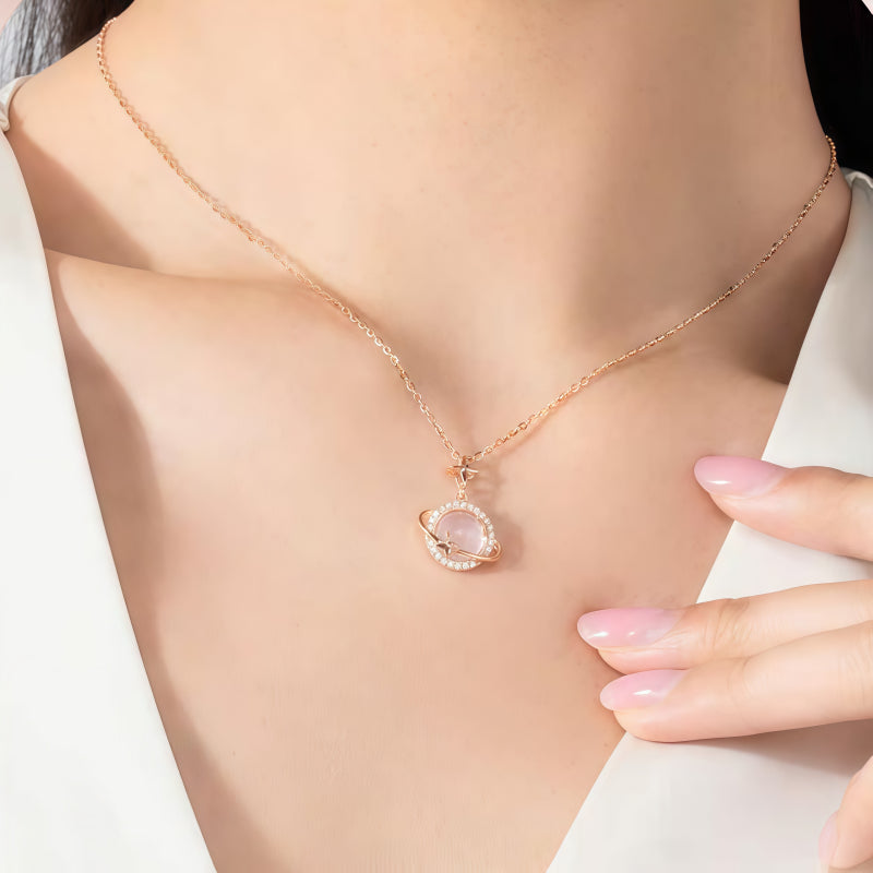 Rose‑Gold Planet Rose Quartz 2‑Piece Set